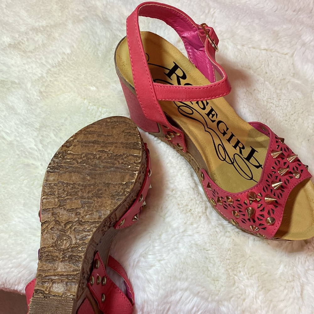 Rose girl platform wedge spiked sandals - Picture 3 of 7